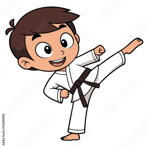 A young boy doing karate very well