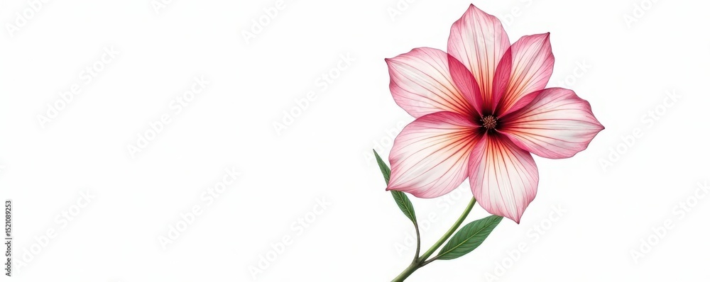 Fototapeta premium Bold single line art of a stylized flower, isolated against a pure white backdrop , simple, stem