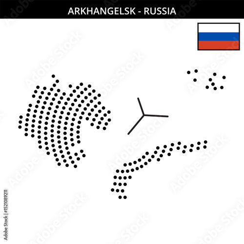 Big circular dotted map of arkhangelsk in Russia