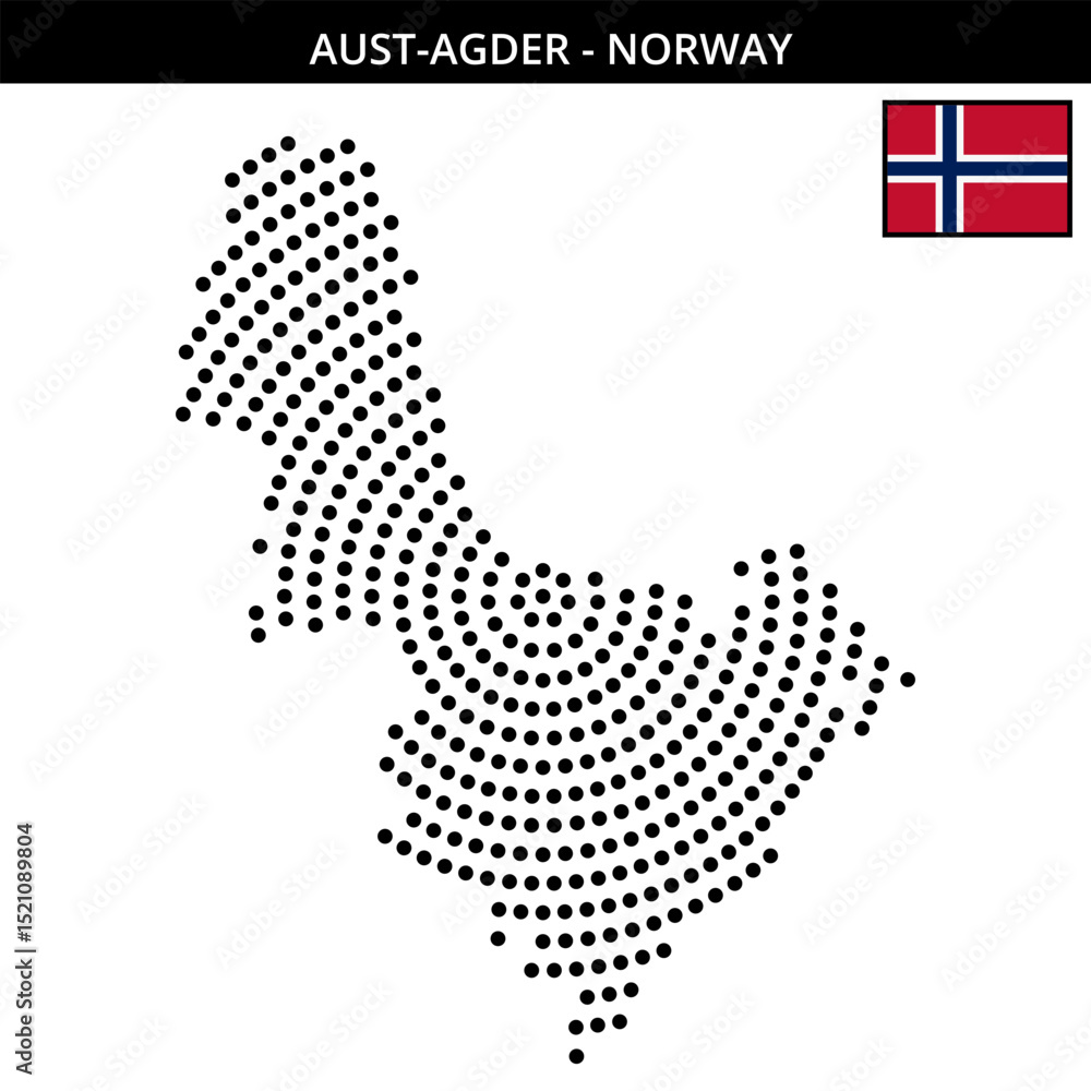 Obraz premium Big circular dotted map of aust-agder in Norway