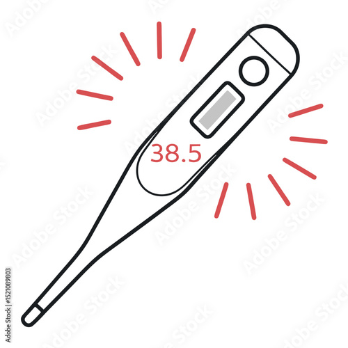 Digital Thermometer Showing a High Temperature Reading
