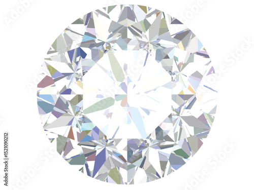 Round diamond Brilliant Cut Icon Jewelry Design, detailed illustration of a round-cut diamond, showcasing its brilliance and intricate facets.