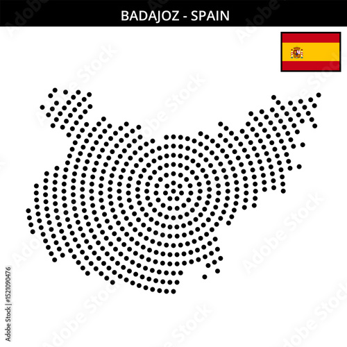 Big circular dotted map of badajoz in Spain
