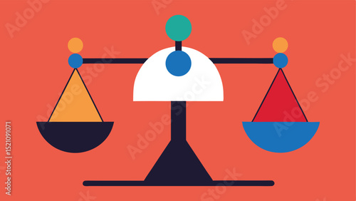 Geometric justice scale design balancing legal concepts and principles in bright colors