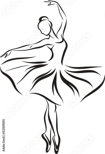 Elegant ballerina outline graceful dance pose vector illustration isolated on white