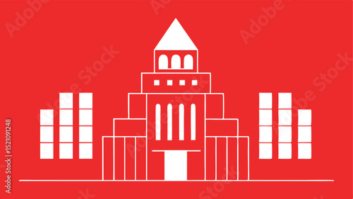 Yerevan opera theater armenia minimalist red and white vector illustration