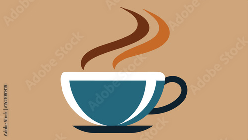 Stylish steaming coffee cup illustration simple and modern design aesthetic