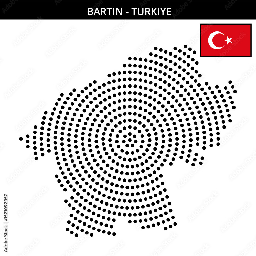 Fototapeta premium Big circular dotted map of bartin in Turkiye