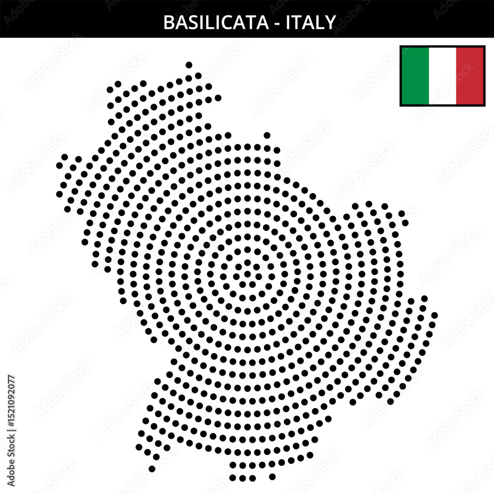 Obraz premium Big circular dotted map of basilicata in Italy