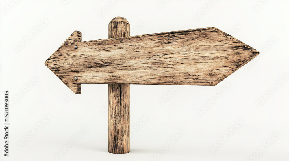 Fototapeta premium Rustic wooden arrow signs isolated, suitable for guidance, rural navigation, or themed event decorations.