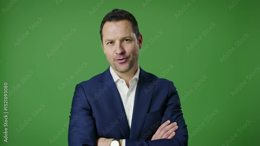 Happy Businessman on Green Screen Background Happy Businessman on Green Screen Background