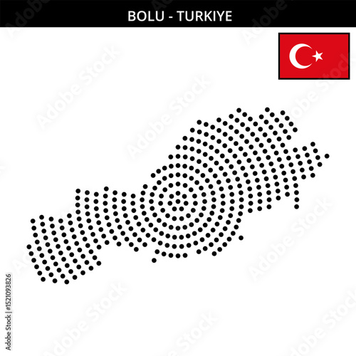 Big circular dotted map of bolu in Turkiye