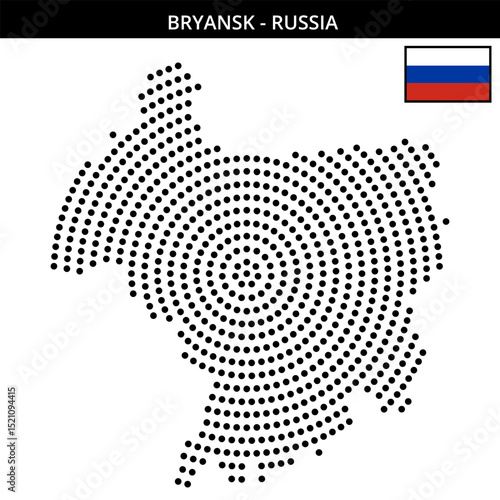 Big circular dotted map of Bryansk in Russia