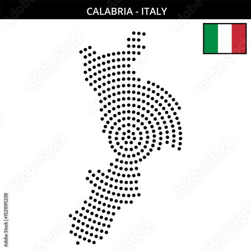 Big circular dotted map of calabria in Italy