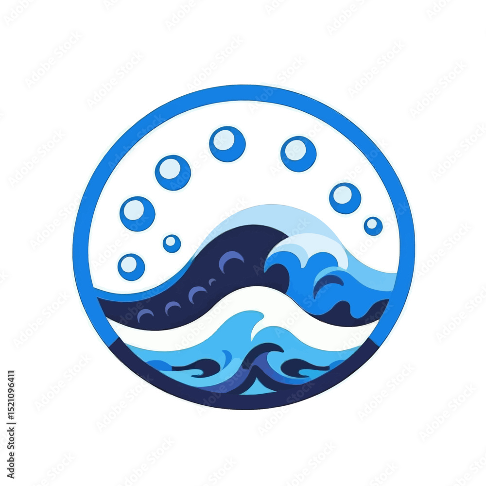 Obraz premium Blue-Wave-Water-Bubble-Logo-Icon-Vector