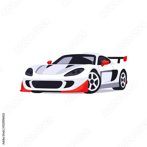 Racing-White-Sports-Car-Vector-Illustration