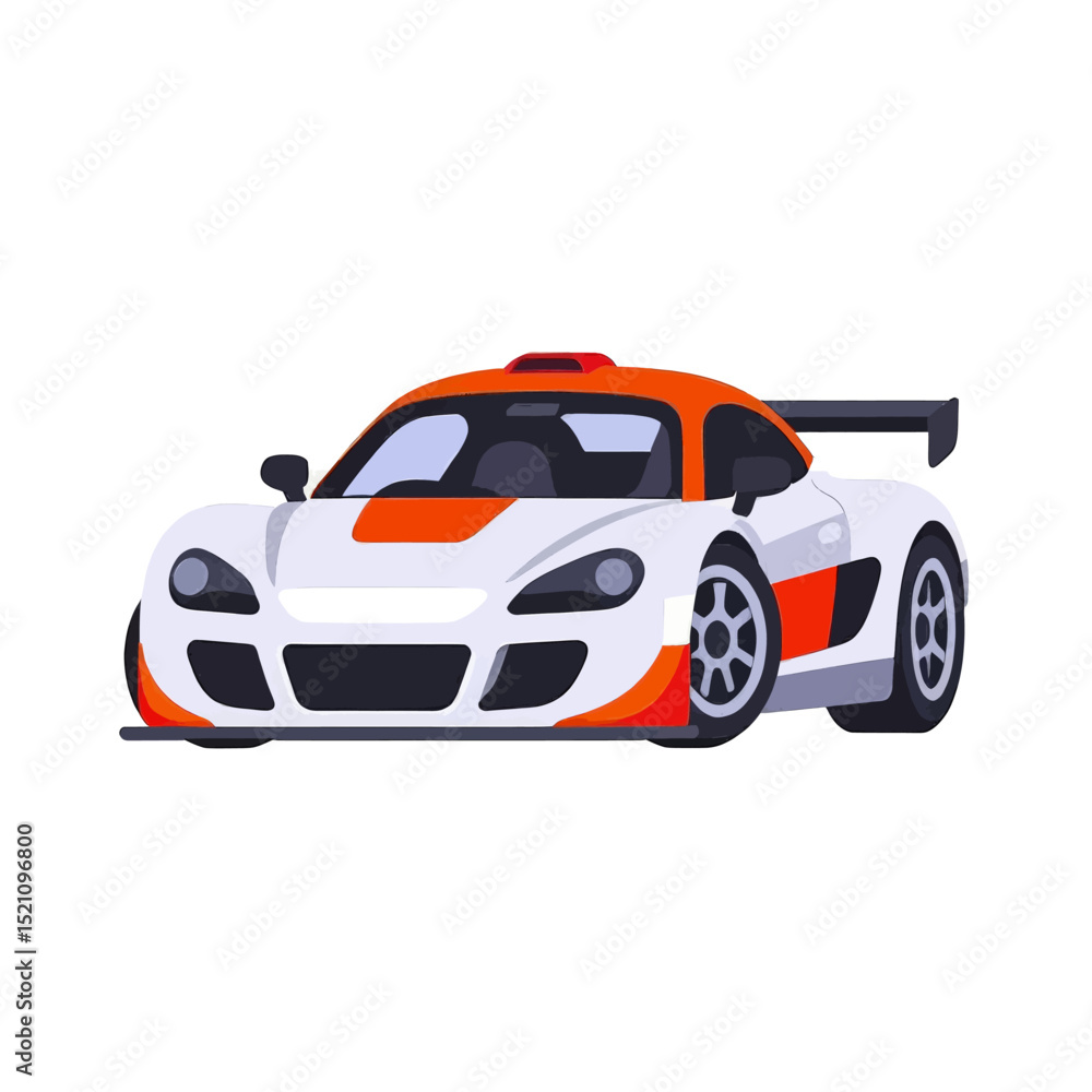 Fototapeta premium Racing-Sports-Car-Vector-Illustration-White-Orange