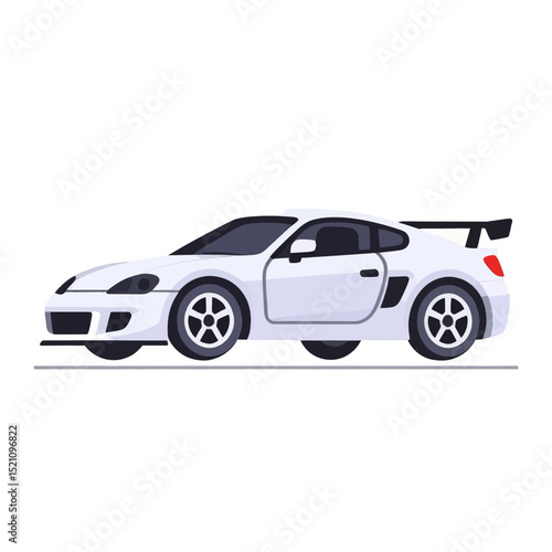 White-Sports-Car-Vector-Illustration-Racing-Vehicle