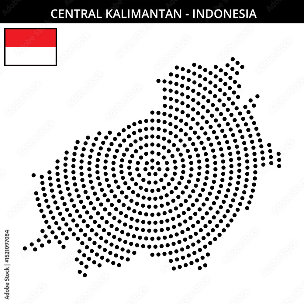 Fototapeta premium Big circular dotted map of central-kalimantan in Indonesia