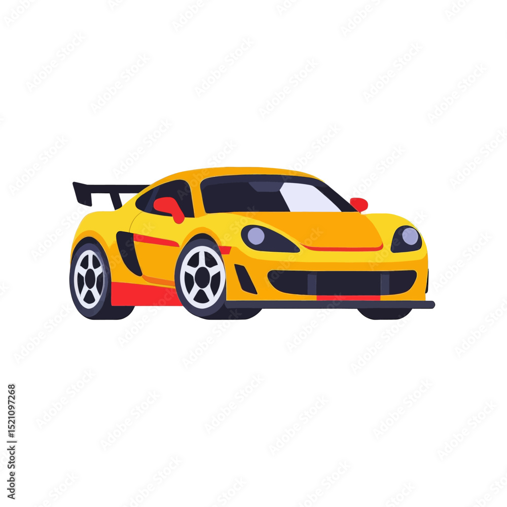 Fototapeta premium Yellow-Race-Car-Vector-Illustration-Speedway