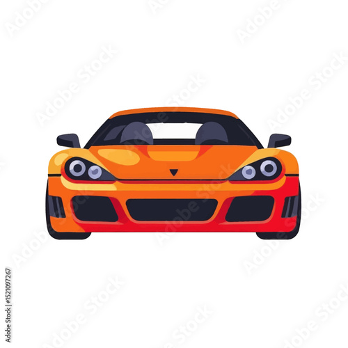 Orange-Sports-Car-Front-View-Vector-Illustration