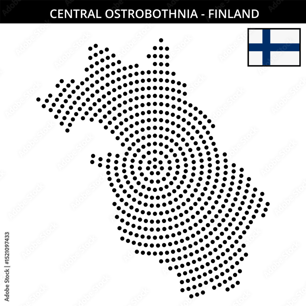 Obraz premium Big circular dotted map of central-ostrobothnia in Finland