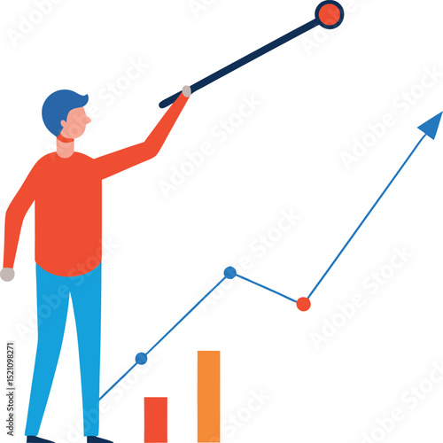 Person Drawing a Line from Present to a Glowing Future
