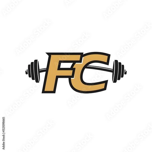 FC Fitness Gym Logo with Barbell Design