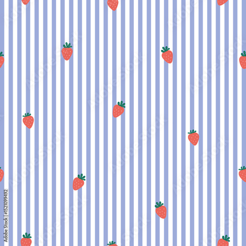 Strawberries and stripes - seamless textile pattern design
