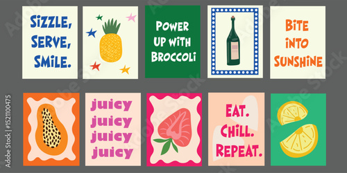 Summer Menu Banner with Tropical Fruits and Vegetables. Eye-catching design perfect for promoting summer menus, smoothie bars, or plant-based cuisine. Bright and positive, ideal for posters, web