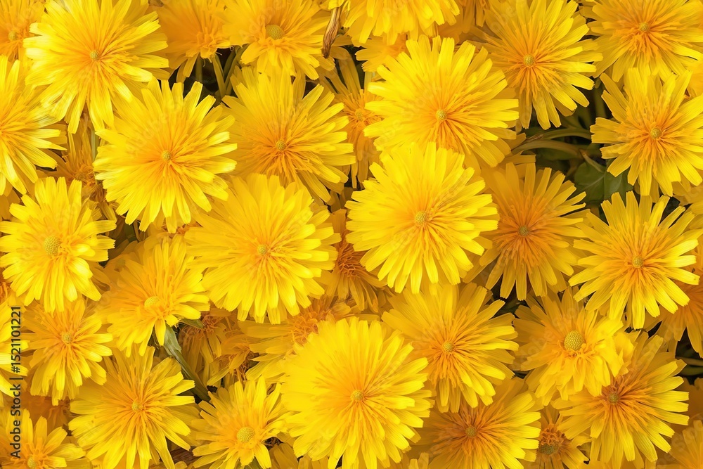 A close-up view of vibrant yellow dandelion flowers in full bloom. The flowers are densely packed, showcasing their bright color and unique petal structure. A close-up view of vibrant yellow dandelion flowers in full bloom. The flowers are densely packed, showcasing their bright color and unique petal structure.