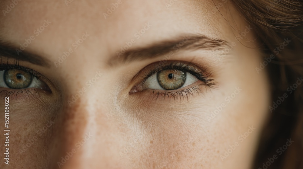 Fototapeta premium Intense gaze of a young woman capturing a close-up view of expressive eyes