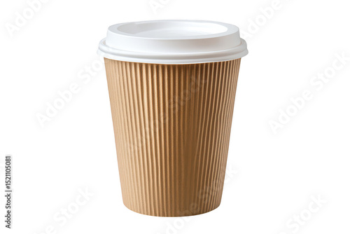Wallpaper Mural Brown corrugated paper coffee cup with white lid isolated on transparent background Torontodigital.ca