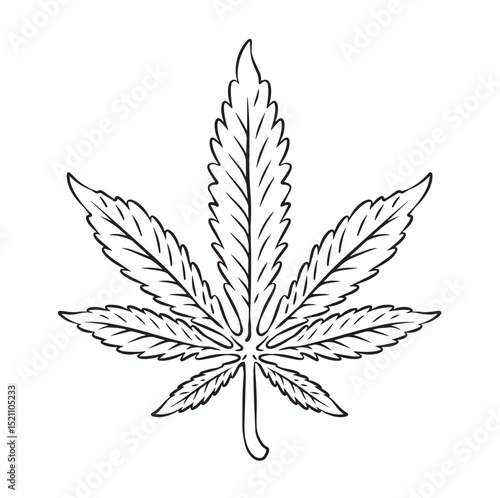 cannabis leaf marijuana line art style vector illustration
