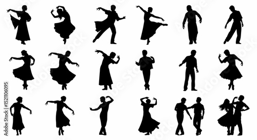 Silhouette Art Gallery of Energetic Dance Positions and Ballet Postures