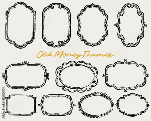 Beautiful Old Money, Whimsical Frames Vector Set
