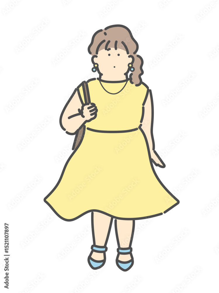 買い物を楽しむ若い女性イラスト 買い物を楽しむ若い女性イラスト