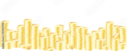 Stacks of gold coins isolated on transparent background. Element for background, concept of casino, wealth, winning, treasure, big profit, business. Vector graphics