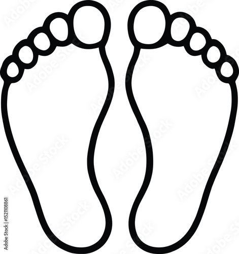 Outline Illustration of a Pair of Bare Human Footprints or Soles