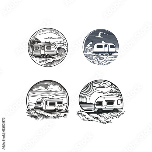 Campervan  design vector template illustration