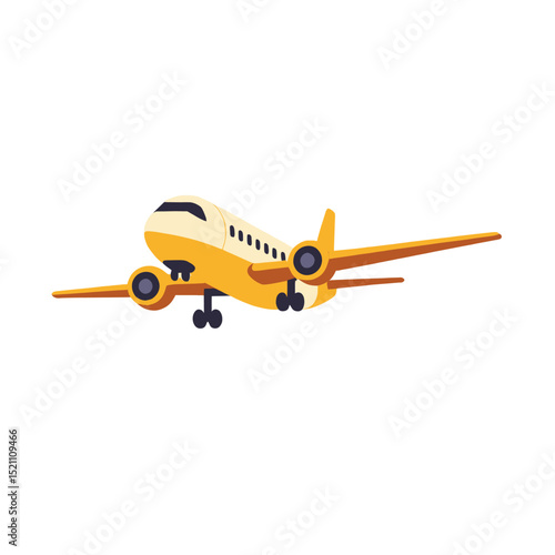 Cartoon-Yellow-Airplane-Illustration-Vector-Image