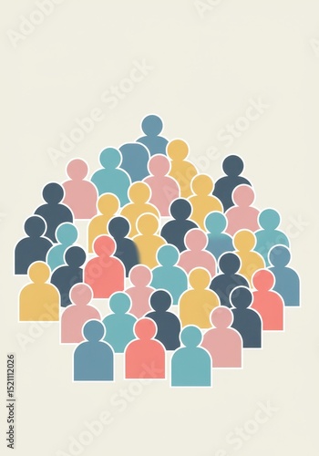 Crowd of people vector illustration with pastel colors