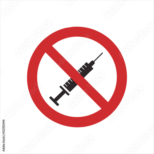 No Syringe Icon: Medical Prohibition Symbol for Safety and Restricted Access

