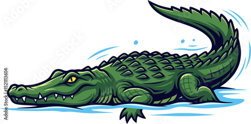 Cartoon Alligator in Water