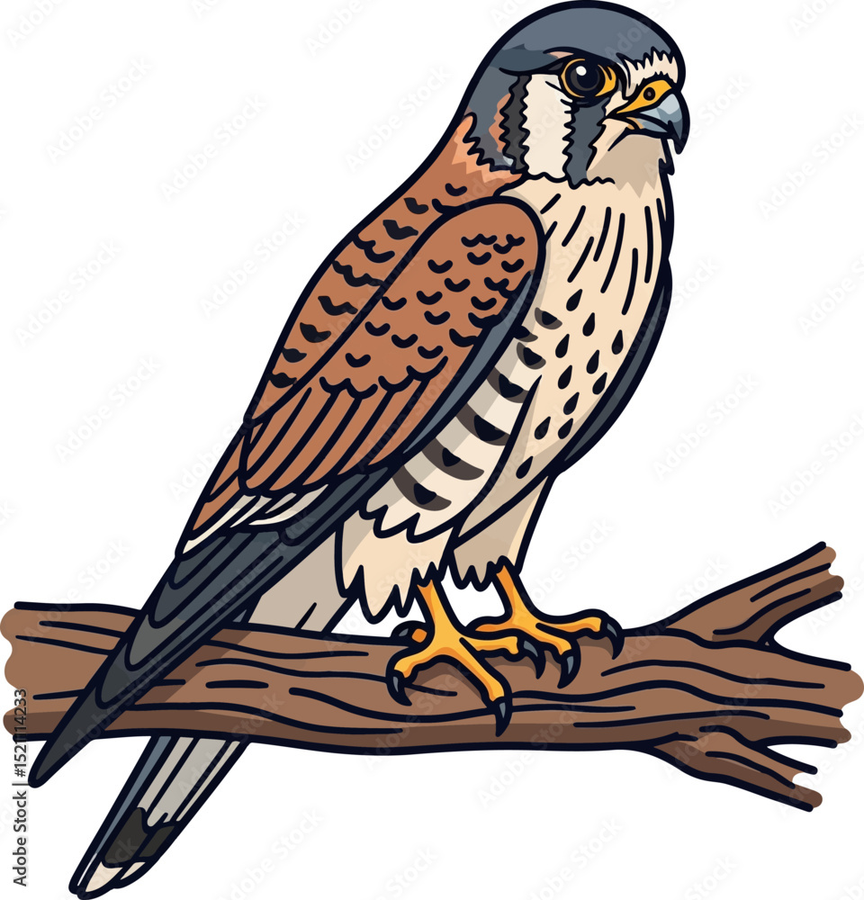 Obraz premium American Kestrel Perched on Branch