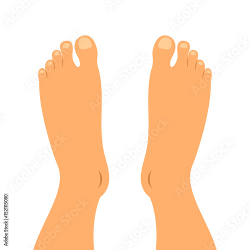 Barefoot male feet. Male feet sole top view. Vector illustration