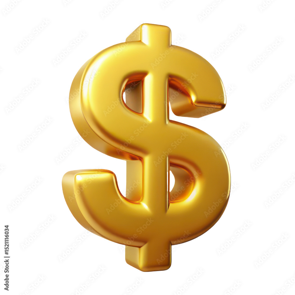 Three dimensional golden dollar sign symbol Three dimensional golden dollar sign symbol