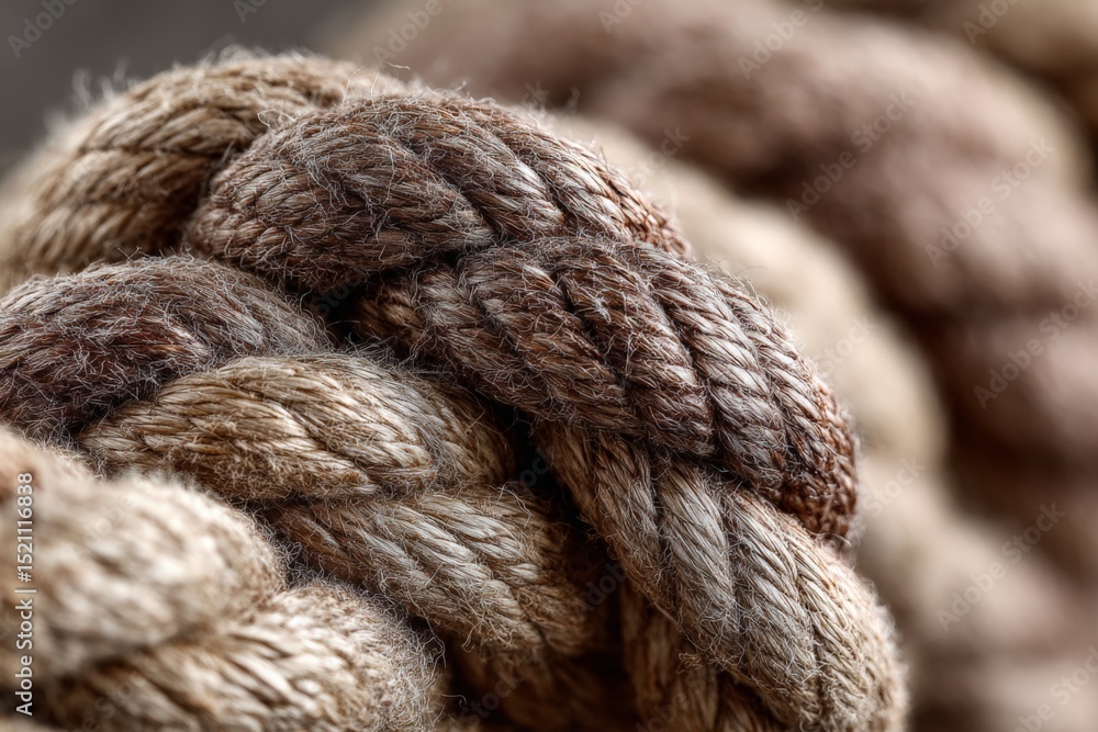 Close-up of intricately braided jute rope showcasing natural textures and earthy tones Close-up of intricately braided jute rope showcasing natural textures and earthy tones