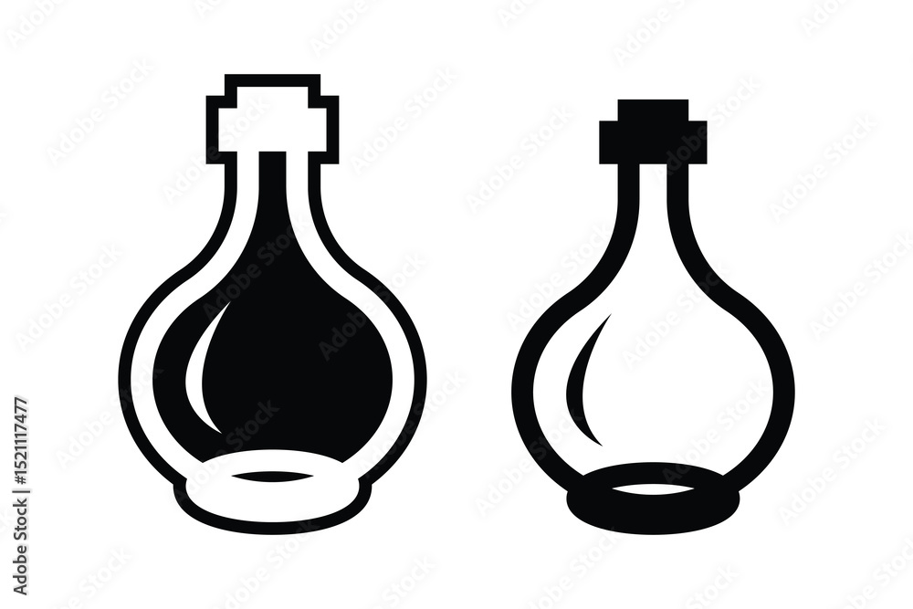 Bottle silhouette art vector with line art on white background Bottle silhouette art vector with line art on white background