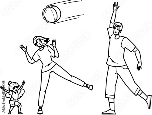 play family playing catch vector